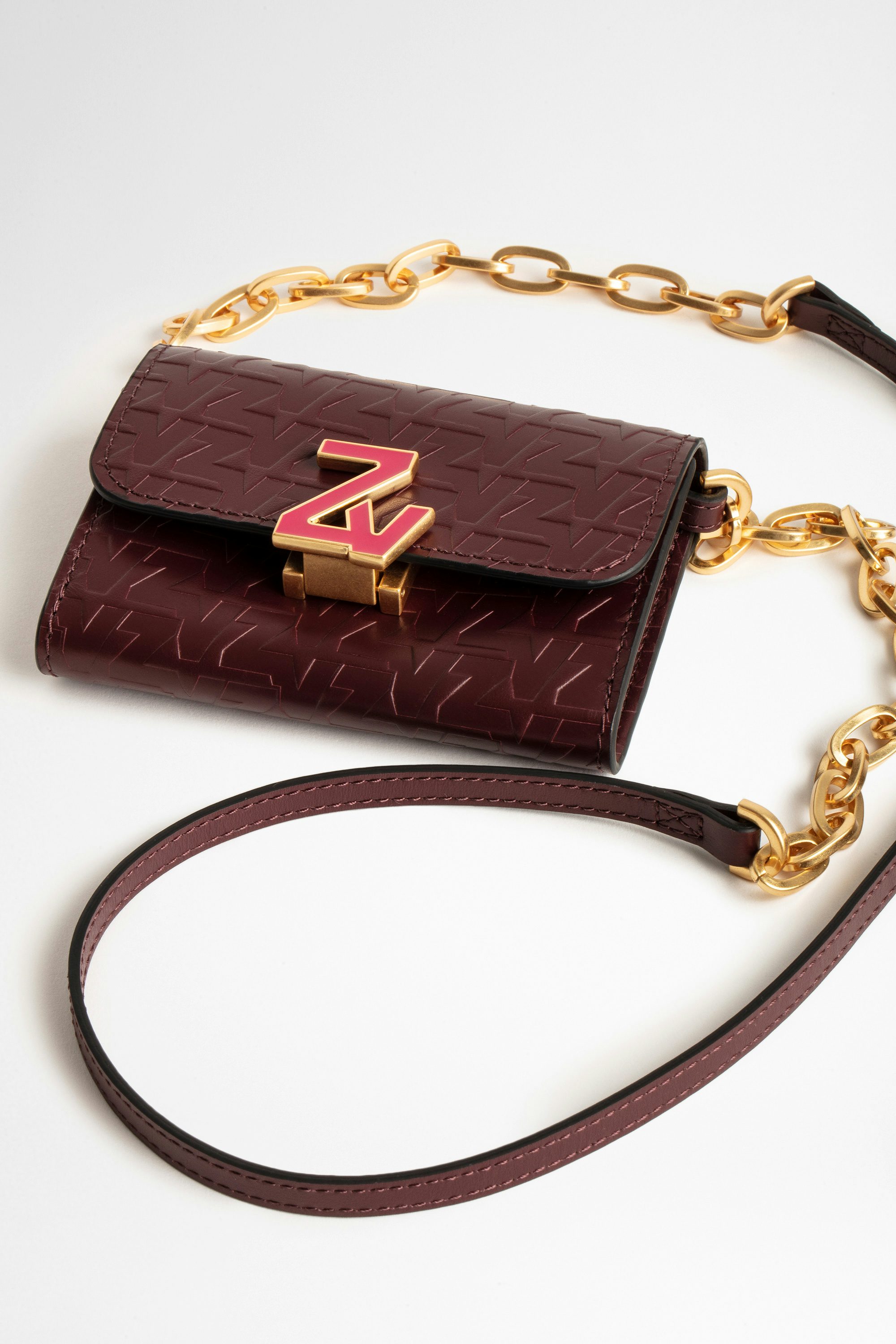 ZV Initiale Le Tiny Unchained Wallet-Style Clutch - Women's burgundy embossed leather wallet